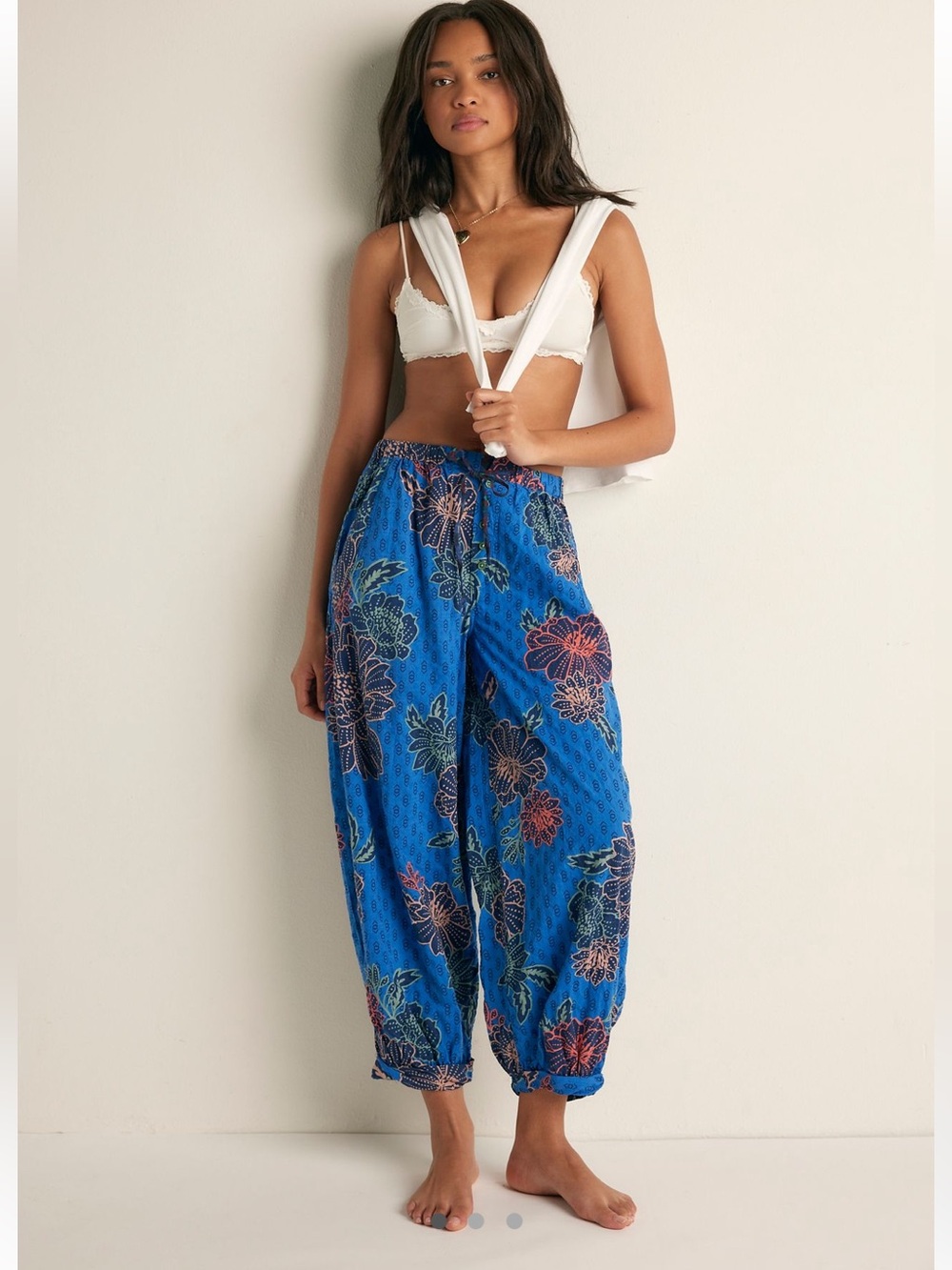 New Free People On Repeat PJ pants Cobalt Blue Small
